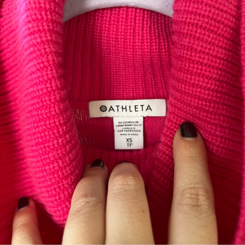 Athleta Wool Cashmere Aspen Turtleneck Sweater Pink XS - Picture 3 of 9